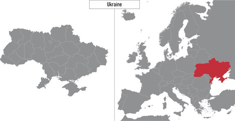 map of Ukraine and location on Europe map