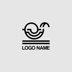 Obraz premium Abstract logo of chick and cup of coffee in lineart style. Suitable for businesses in the digital technology sector.