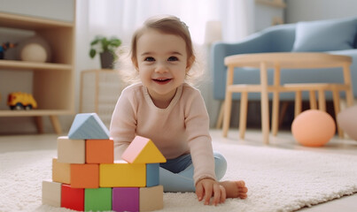 child playing with blocks