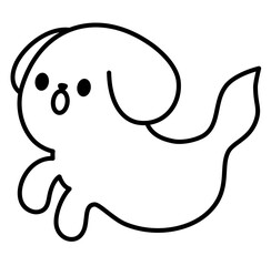 Cute kawaii dog ghost halloween cartoon outline icon	

