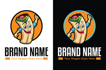 Mascot character design of mexican burritos illustration logo design - obrazy, fototapety, plakaty