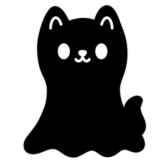 Cute kawaii dog ghost halloween cartoon silhouette