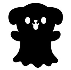 Cute kawaii dog ghost halloween cartoon silhouette