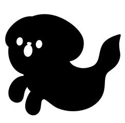 Cute kawaii dog ghost halloween cartoon silhouette