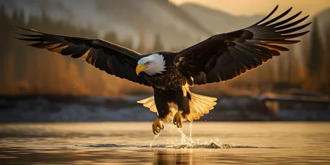 Zelfklevend Fotobehang Bald Eagle in flight, cinematic photography © sam