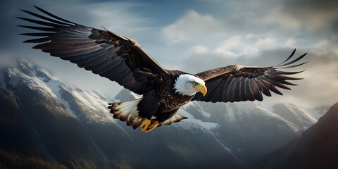 Bald Eagle in flight, cinematic photography