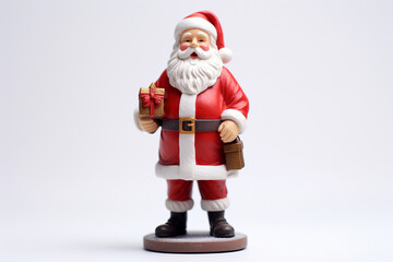 A Santa Claus figure model on a white studio background, ideal for Christmas posters and social media events. Generative AI.
