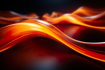 Naklejka premium Dark orange abstract neon lights background, technology business grainy gradient dynamic perspective background