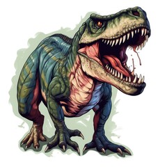 Fototapeta premium Cartoon illustration of t-rex, AI generated Image