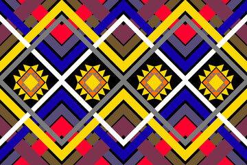Ethnic abstract ikat art. Seamless pattern in tribal, folk embroidery, and Mexican style. 
Aztec brown geometric art ornament print.Design for carpet,clothing, wrapping,fabric,textile,Ikat
