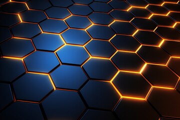 Abstract background with hexagons futuristic geometric 3d metal shape Generative AI - obrazy, fototapety, plakaty