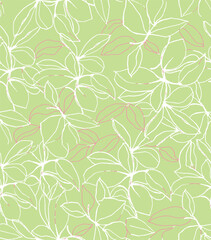 Fototapeta premium Artistic tropical hand drawing two colors floral seamless digital print pattern design Victorian Baroque Flowers and Leaves Vector Isolated Background in Hawaiian style with big flowers