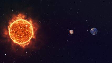 Spacecraft Transmitting signals capture Sun Information back to Earth
