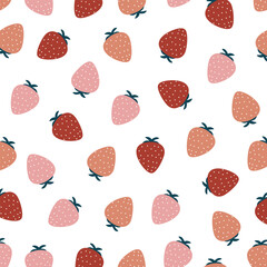 Vector seamless pattern with colorful strawberries