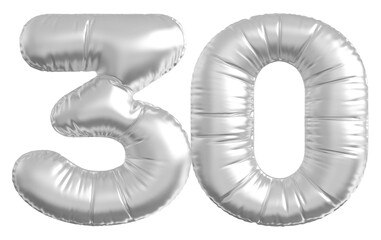 balloon number 30 - silver number