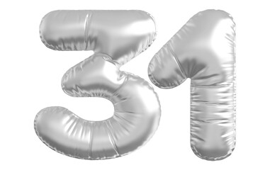 balloon number 31 - silver number