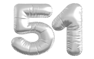 balloon number 51 - silver number