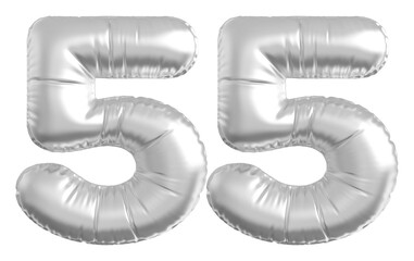 balloon number 55 - silver number