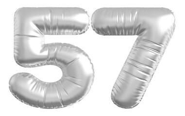 balloon number 57 - silver number