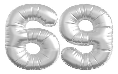 balloon number 69 - silver number