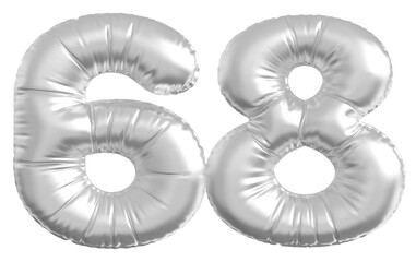balloon number 68 - silver number
