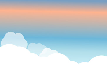 Evening sky and white cloud on blue background vector.