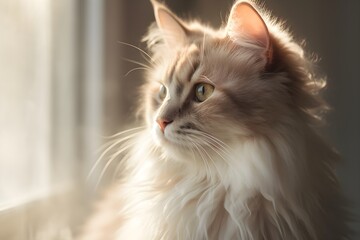 Maincone Cat with Ultra Fluffy. Created with Generative AI Technology