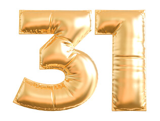 balloon number 31 - gold number