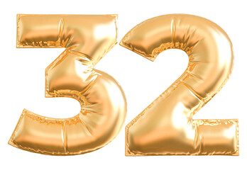 Obraz na płótnie Canvas balloon number 32 - gold number