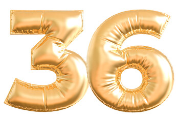 balloon number 36 - gold number