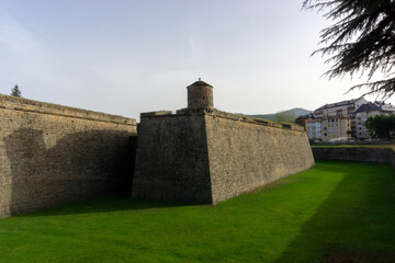 Fototapeta na wymiar Partial view of the citadel of Jaca or Saint Peter's Castle (16th-17th centuries). Huesca, Aragon, Spain.
