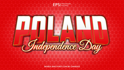 poland editable text effect with poland flag pattern concept design vector illustration suitable for poster design on holiday, feast day or national independence day on poland