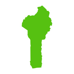 Benin vector map in green color.