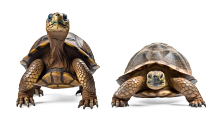 two Galapagos Giant Tortoise on isolated background
