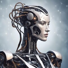 Fototapeta premium Android, cyborg, robot head.