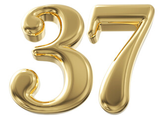 3d number 37 - gold number