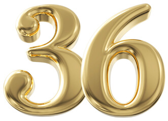 3d number 36 - gold number