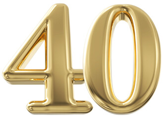 3d number 40 - gold number