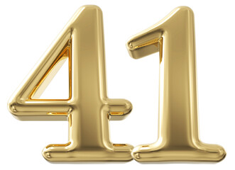 3d number 41 - gold number