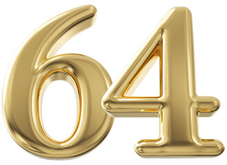 3d number 64 - gold number