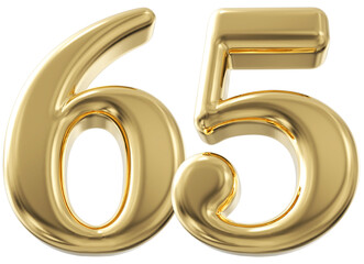 3d number 65 - gold number