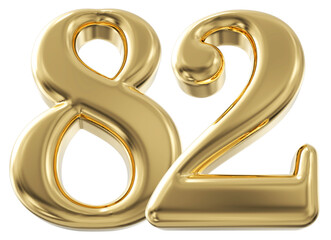 3d number 82 - gold number