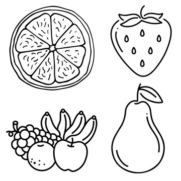fruits drawing images without colour