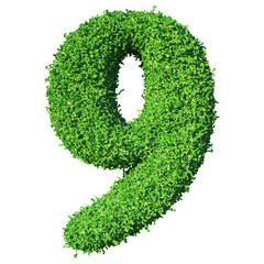 Grass Number 9 - 3d Green Number