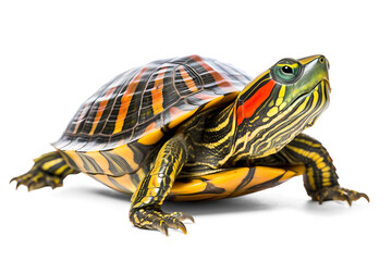 Obraz premium Red eared turtle pet on isolated transparent background