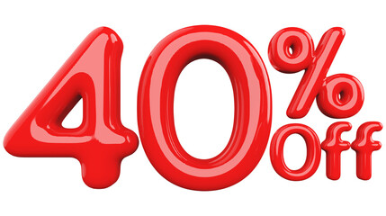 Discount 40 Percent Off - 3d Number Red Sale