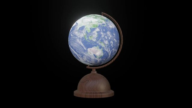 earth globe in the deep black background. seamless looping globe rotating animation. Elements of this image furnished by NASA