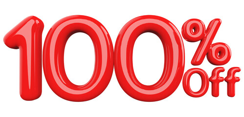 Discount 100 Percent Off - 3d Number Red Sale