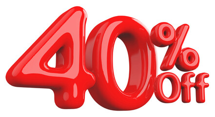 Discount 40 Percent Off - 3d Number Red Sale