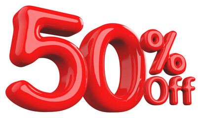 Discount 50 Percent Off - 3d Number Red Sale